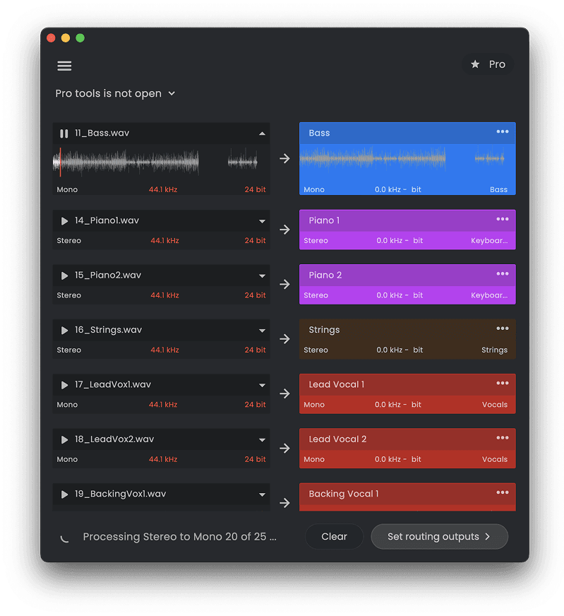 Quick audio file preview.