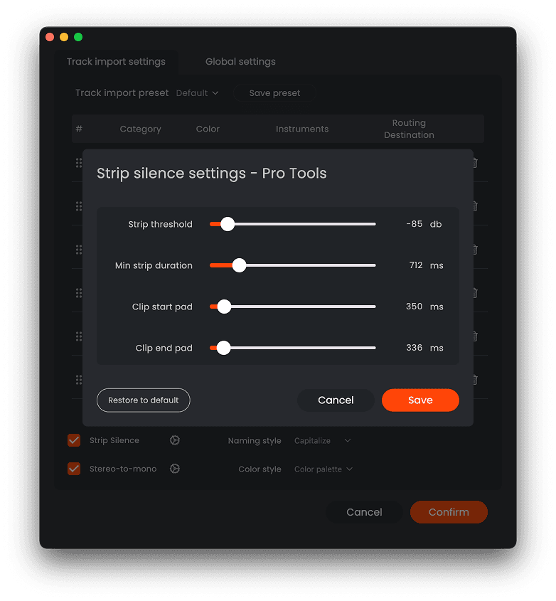 Auto strip silence